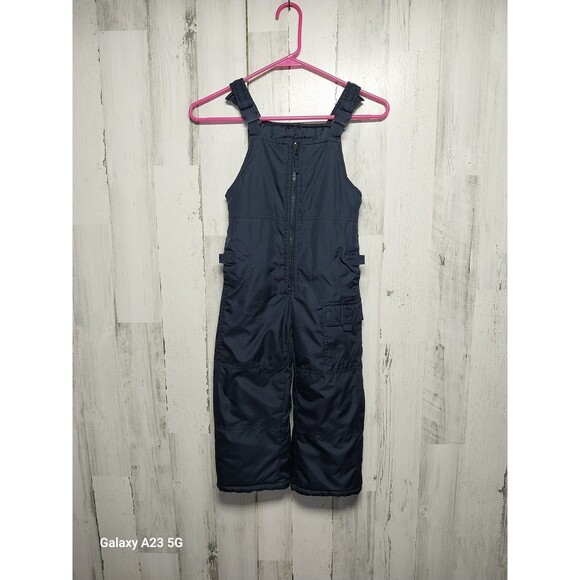 OshKosh Bgosh Navy Blue Snow Pants Adjustable Overall Bibs 5 Kids Boys / Girls - Picture 1 of 8
